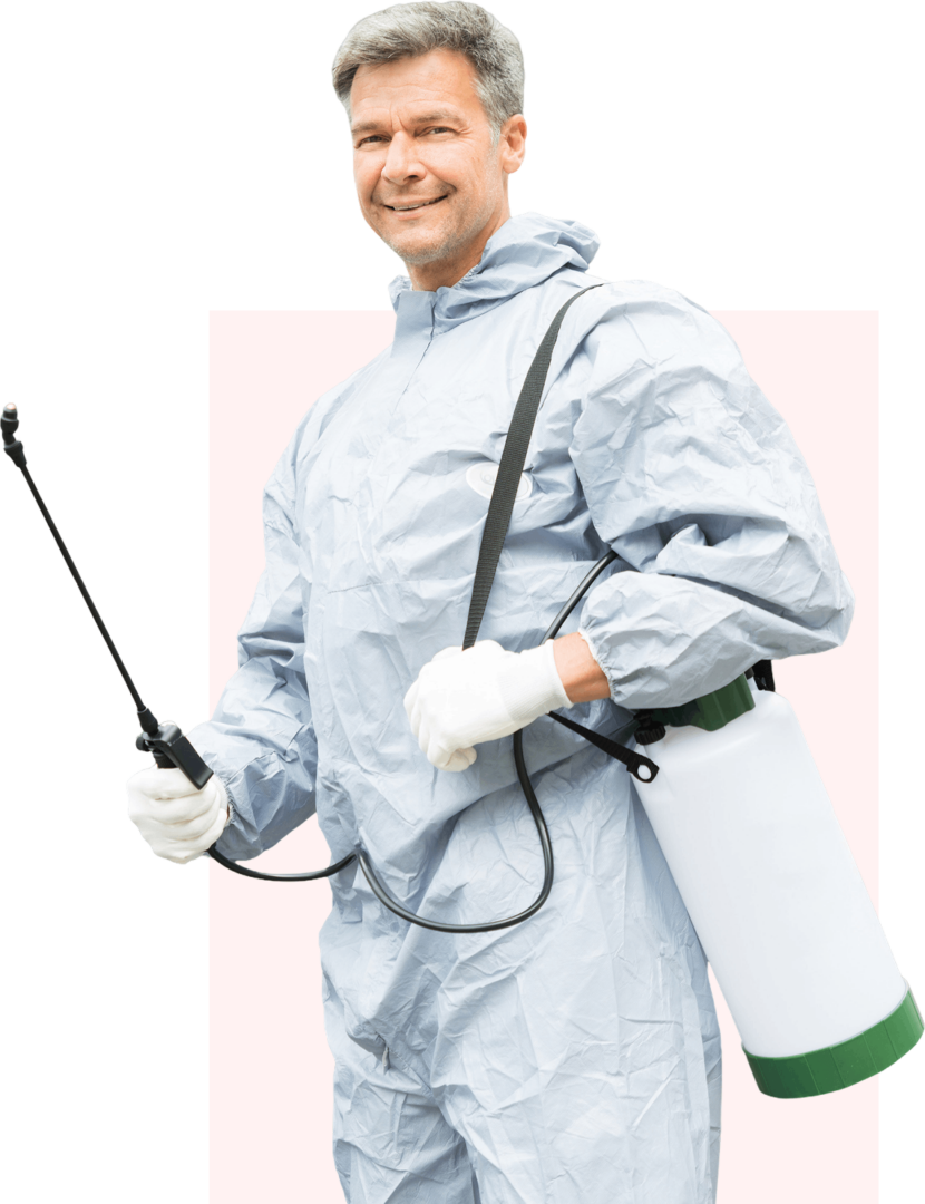 22Group 113 Man in protective suit with sprayer.