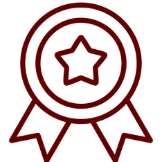 Mask group (1) Red star medal outline on black background.