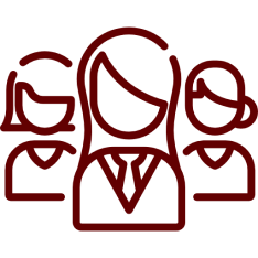 Mask group (2) Abstract red outline of three people.
