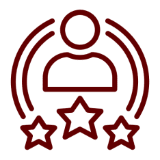 Person icon with three stars below.